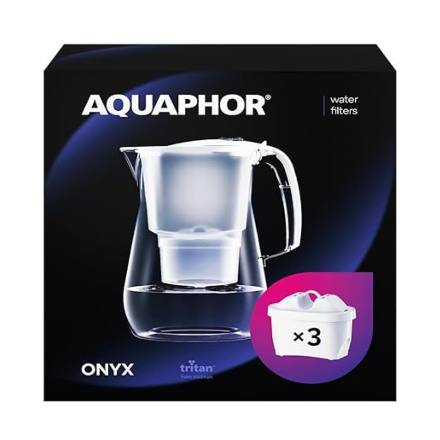 AQUAPHOR Filtro dell'acqua Onyx Blanc incl 3 filtro MAXFOR+ I Filtro dell'acqua dall'aspetto in vetro 4,2l I Riduce il calcare e il cloro I Perfetto per la famiglia I Qualità premium Caraffa