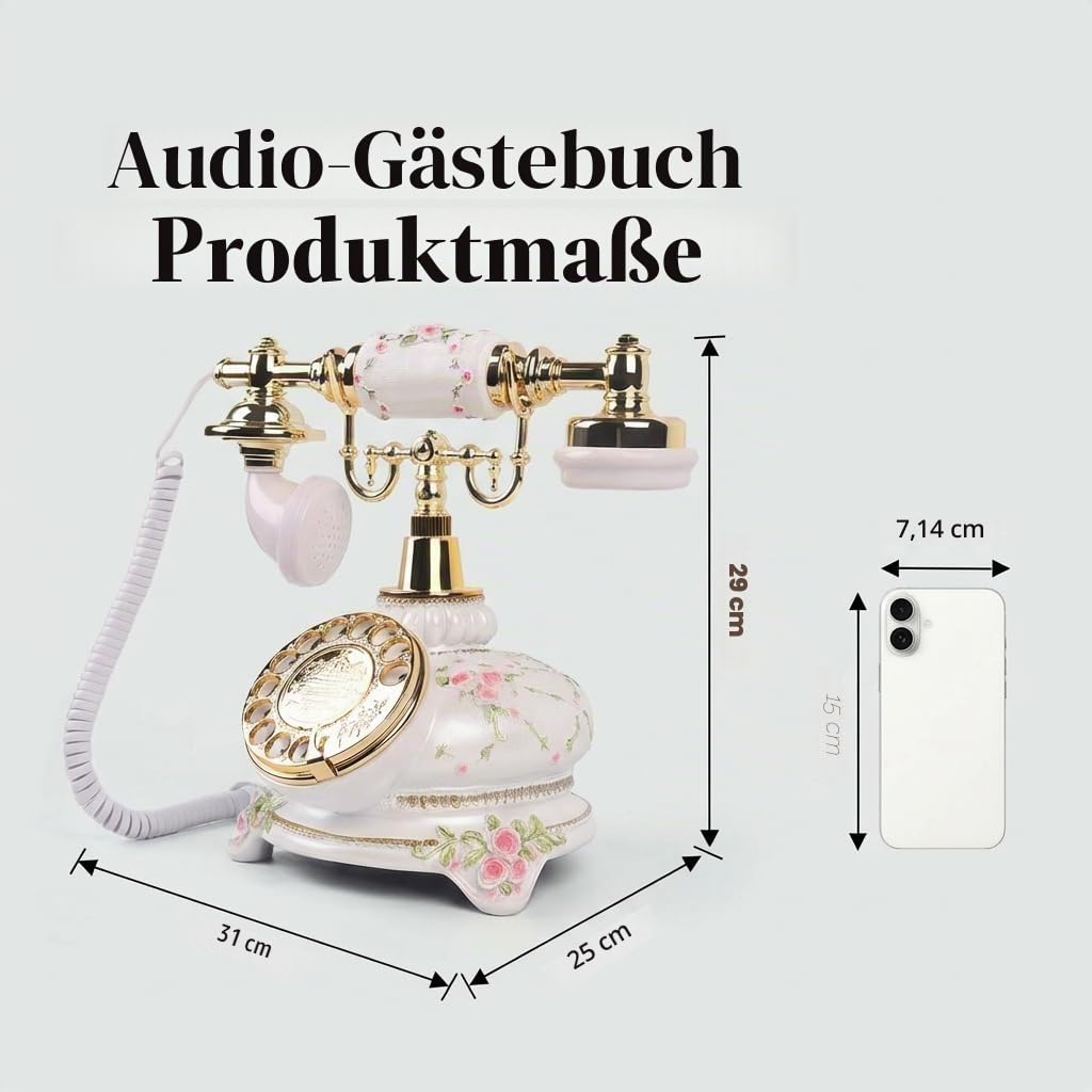 Audio Gästebuch Hochzeit Telefon, Audio Gästebuch Telefonrekorder, Hinterlassen Sie eine Nachricht nach dem Ton Gästetelefon, für Hochzeiten, Partys, Geburtstage, Abschlussfeiern (Blume gestreift)