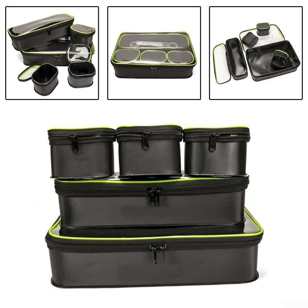 Borsa impermeabile per pesca organizer 5 in 1 EVA Carp Bag Set di secchi per pesci vivi Kit scatola per attrezzatura da pesca secchio da pesca nero