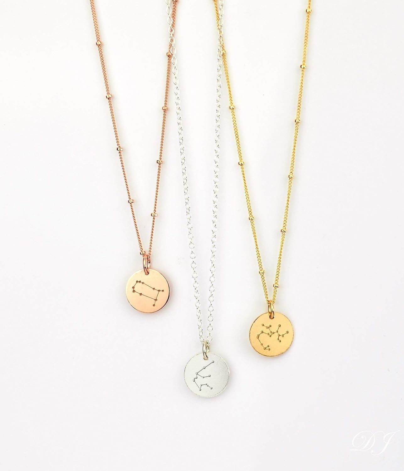 Capricorn Constellation Necklace with Monogram Engraving on Back in 14K Rose or Yellow Gold Filled or in Sterling Silver