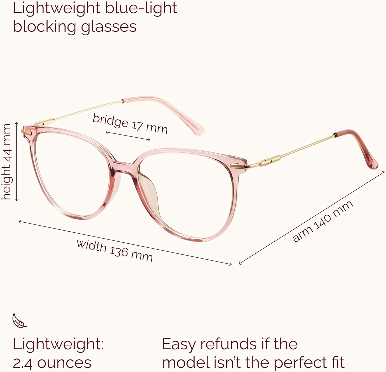 Gaoye Blue Light Blocking Glasses - Trending Round TR90 Frames, Metal Arms, UV400 Protection - Matching Soft Case - Image 3