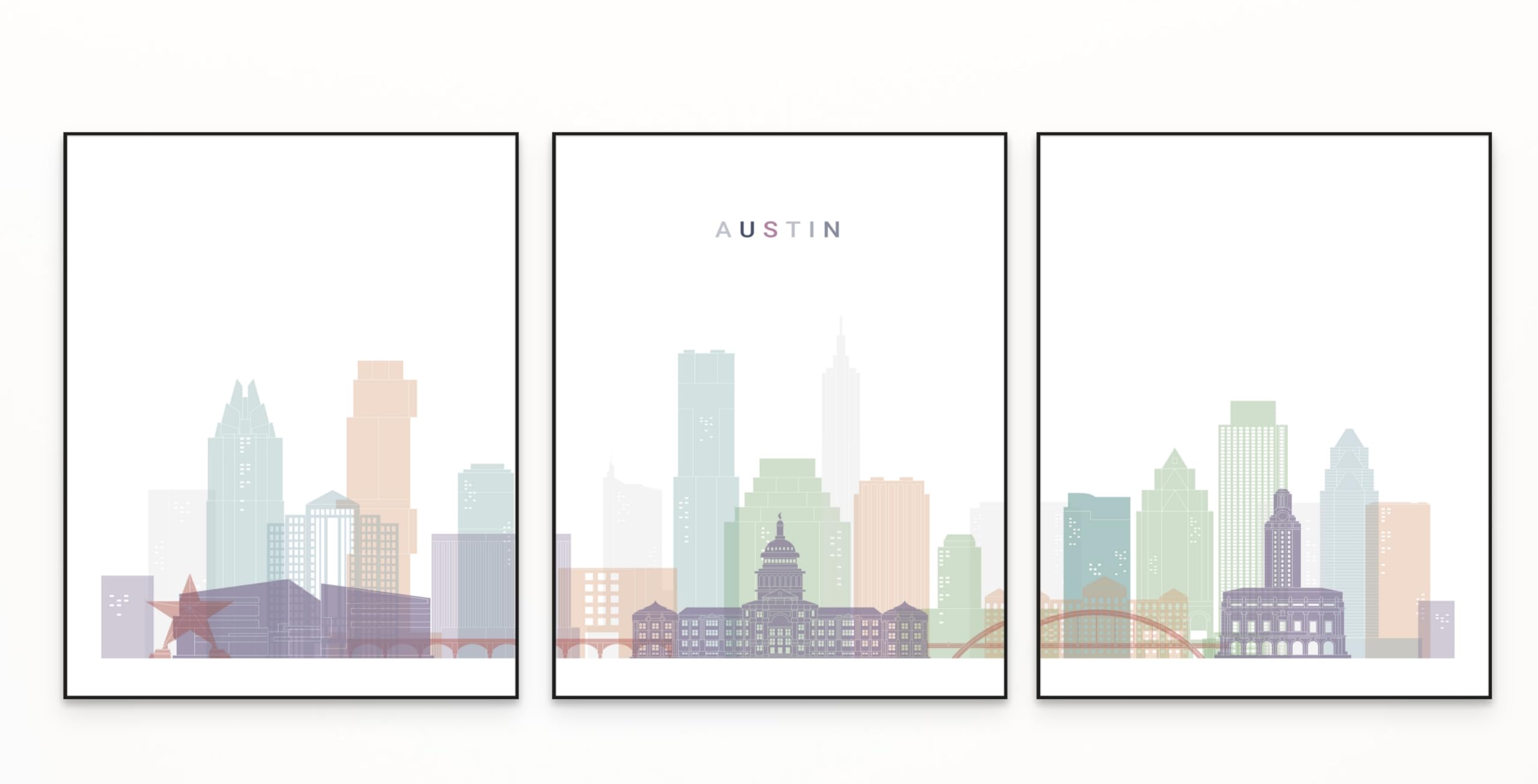 Carobel Designs Austin Texas Black and White City Prints, Austin Texas Wall Art, Austin Texas Home, Austin Skyline Wall Art, Austin Artwork, Austin Print, Austin Art (Purple 8x10)