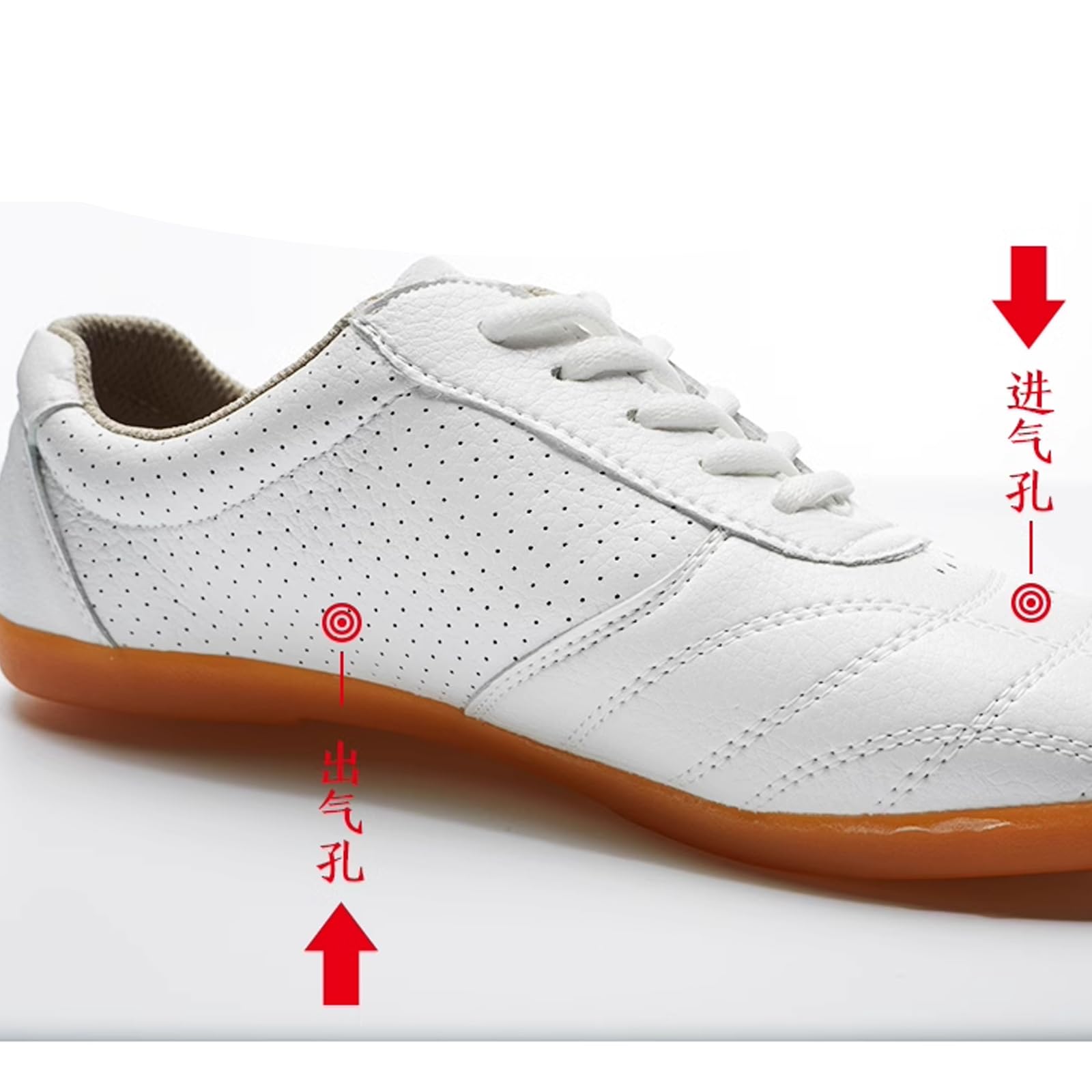 Chaussures de Cuirs Tai-chi pour Femme,Chaussures de Sports de Arts Martiaux pour Homme, Chaussures D'entraînement Taekwondo de Boxe Karaté Chaussures de Shao lin Qi Gong Wing C(Size:39EU,Color:blanc)