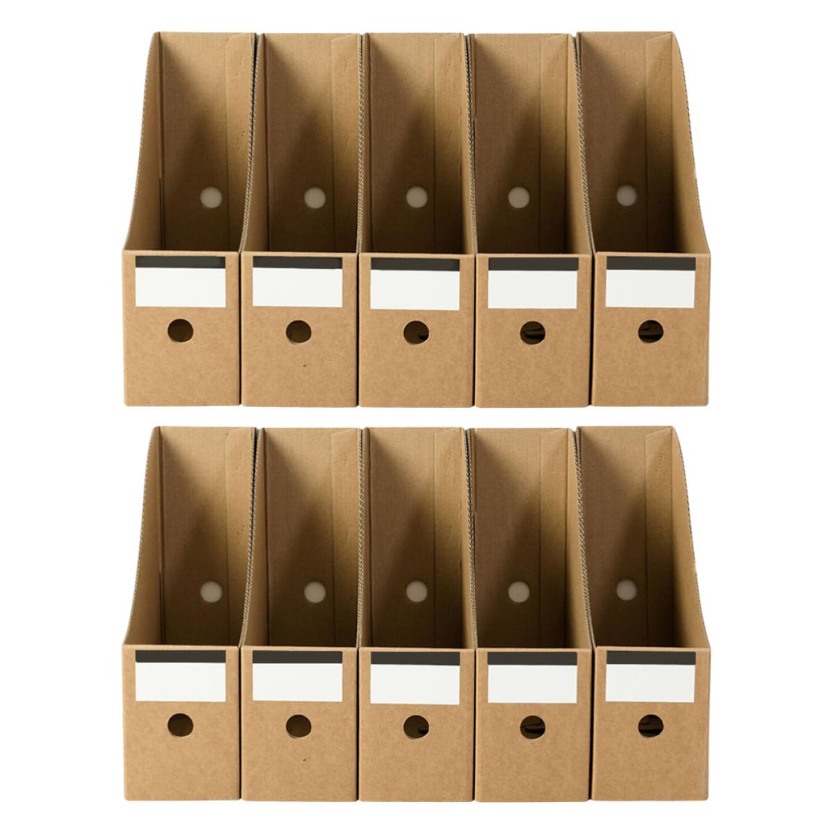 GALPADA Boîtes de Rangement Polyvalentes en Papier Kraft pour Documents et Magazines, Lot de 10 Pièces, Design Simple, Multi-fonction pour Bureau et Maison