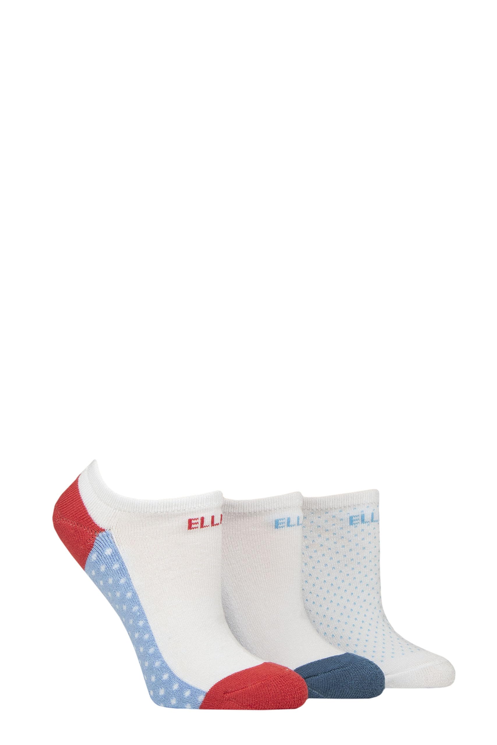 ELLE Cushioned No Show Socks - Ladies Soft Breathable Bamboo Invisible Low Cut Socks Multipack of 3 (UK, Numeric, 4, 8, Regular, Regular, Glazed Cherry)