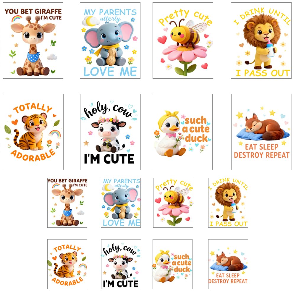 ANATTASOUL 16Pcs Animal and Flower Iron on Transfers for T-Shirts DIY Craft