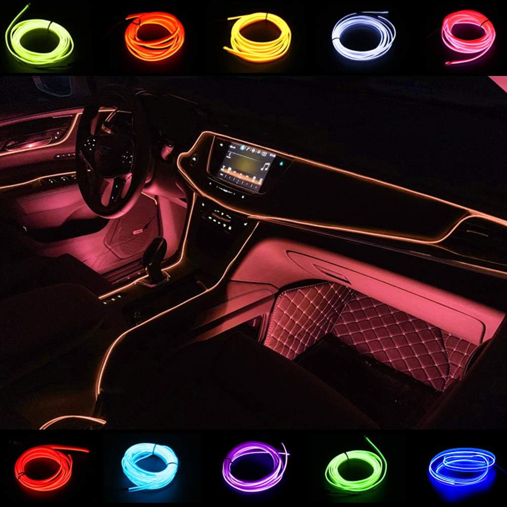 Kmruazre USB Flexible Rope Lights for Car kit Interior EL Wire Strip