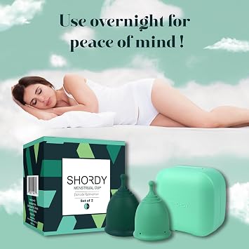 Shordy Menstrual Cups, First Period Starter Pack of 2 Kit with Mini Box, Period Cup Medical Grade Silicone, Feminine Hygiene Better Alternative to Sanitary Pads & Tampons for Girls - Small & Large