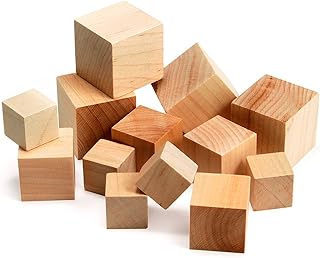 Hygloss Products Unfinished Wood Building Blocks Cubes, Assorted Sizes, ...