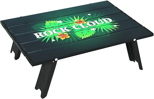 Miniatura 10 de ROCK CLOUD Mesa de playa plegable ultraligera y compacta de dos alturas, de aluminio, portátil, mini mesa de camping (grano de madera, grande)