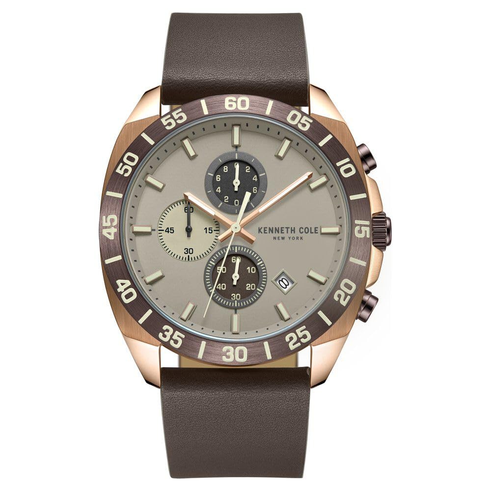 Kenneth Cole Quartz Chronograph Grey dial Leather Strap Watch for Men-KCWGC0016102MN (B0CSKDFM1K) Amazon Price History, Amazon Price Tracker