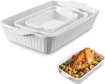 Ceramic Casserole Dish Baking Dish, 3 Pack Lasagne Dishes for Oven