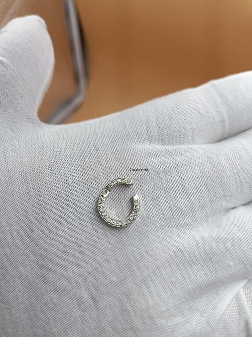 14k Yellow Gold Round Diamond Charm Holder, 14k gold Round Enhancer Lock, Snap Lock, 14k Gold Charm Holder Lock3