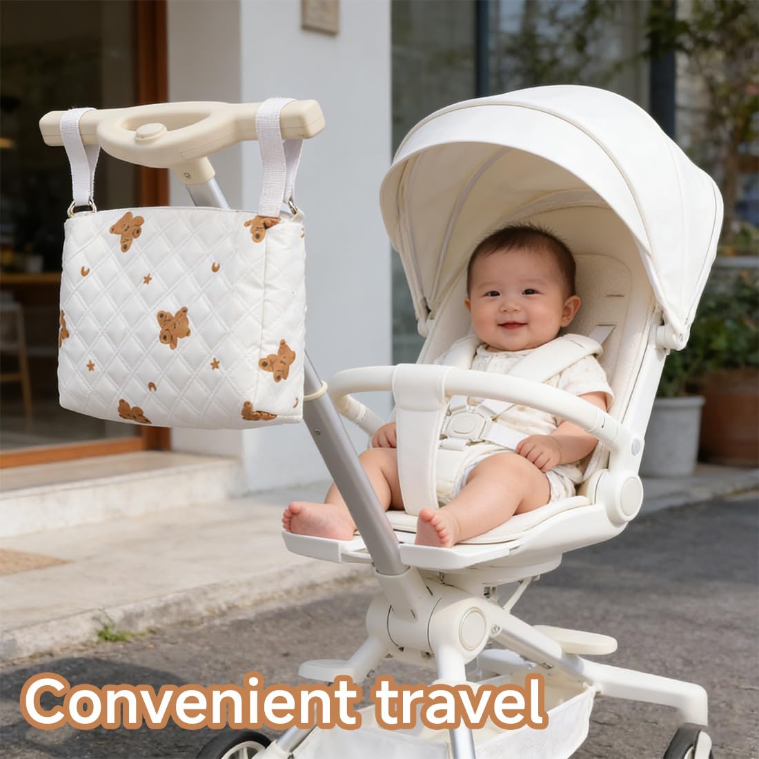 Borsa Mamma Elegante con Ricamo Carino, Borsa Universale per Passeggino, Leggera ma Spaziosa, Design Funzionale per Mamme Moderne, Perfetta per Fare Shopping, Gite e Mezzi Pubblici