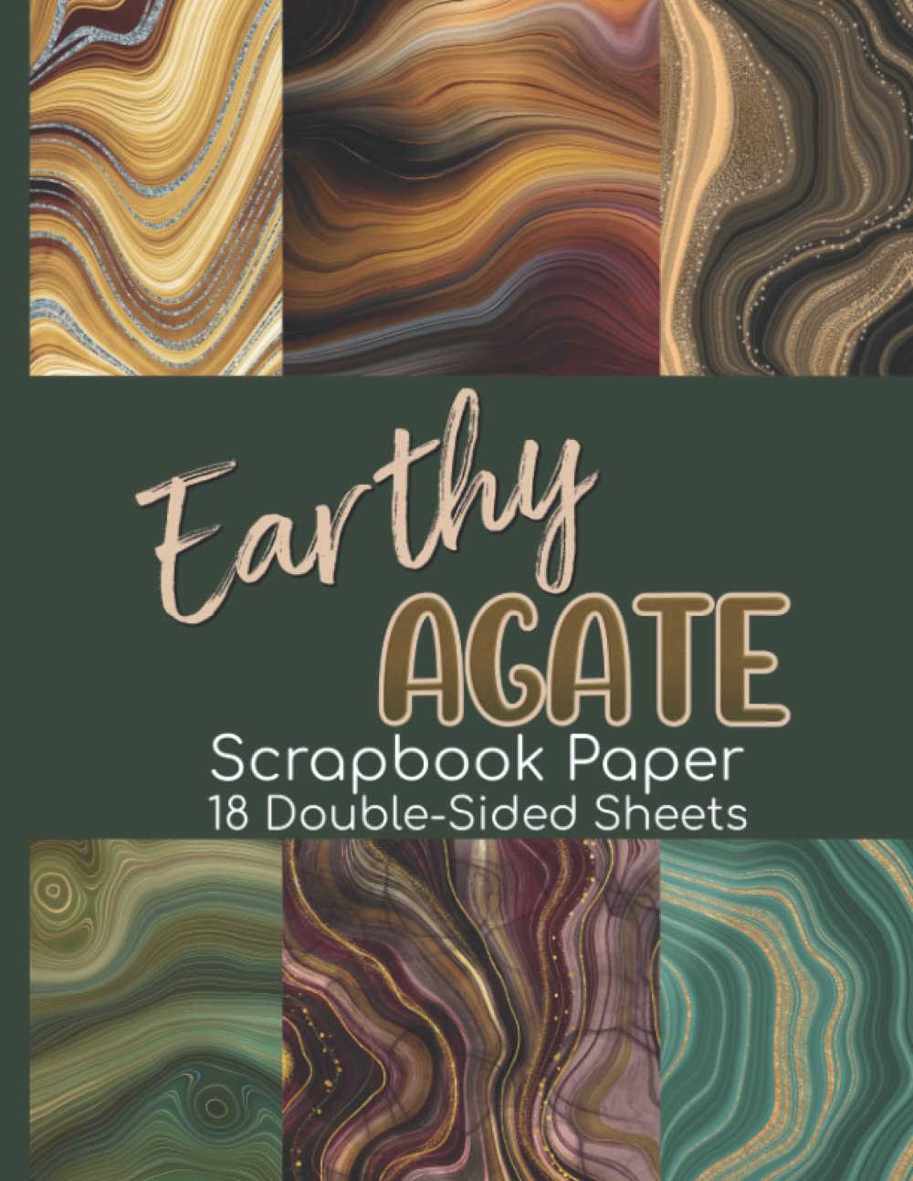 Earthy Agate Scrapbook Paper - 18 Double-Sided Sheets: Marbled Paper for Junk Journals, Scrapbooking, Decoupage, Paper Crafts, & More