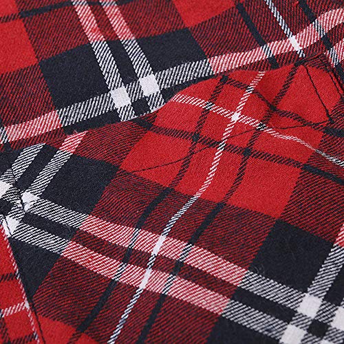 OCHENTA Men's & Boys' Long Sleeve Button Down Plaid Flannel Shirt3