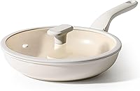 Vista 10 de PRICUSIS Sartén de cerámica antiadherente con tapa, sartén no tóxica, sartén para huevos saludables, sartén antiadherente para tortillas, sartén Gris