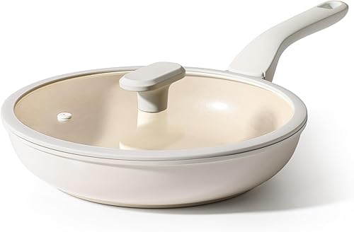 Miniatura 11 de PRICUSIS - Sartén antiadherente de cerámica con tapa, de 8/10/12 pulgadas, apta para utensilios de metal, sin PFOA y PFAS, sartén resistente a