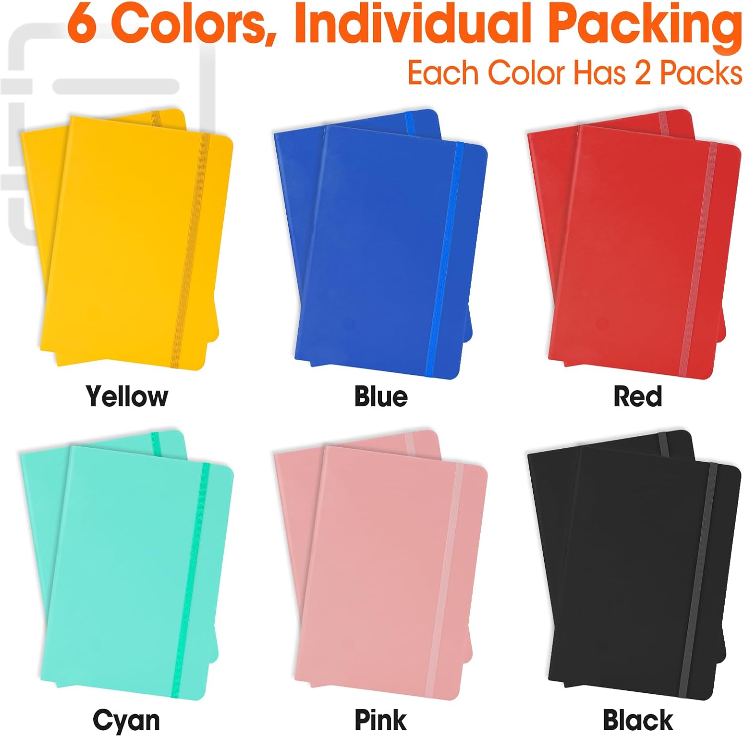 12 Pack Lined Journal Notebook for Work, 200 Pages, Medium 5.5 in x 8.3 in, 6 Colors A5 College Ruled, Hardcover Journaling Notebooks for Writing, Note Taking