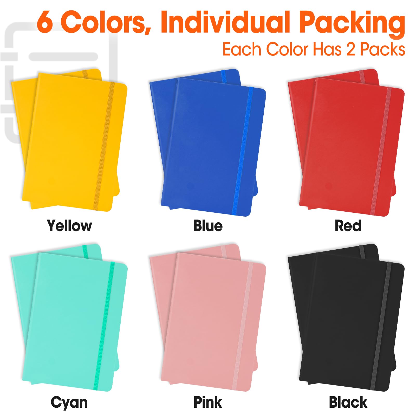 Paquete de 12 cuadernos rayados para el trabajo, 200 páginas, tamaño mediano de 5.5 x 8.3 pulgadas, 6 colores A5 con rayas universitarias, cuadernos de diario de tapa dura para escribir, tomar