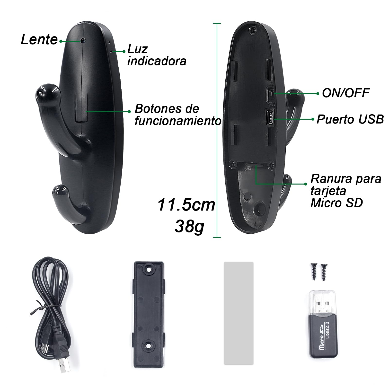 Mini Cámara Espía sin WiFi, Camara Oculta Espia Camuflada HD 1080P, Cámara Espía para Puerta con Detección de Movimiento,Grabación en Bucle,Duración de 120 Minutos para Interiores