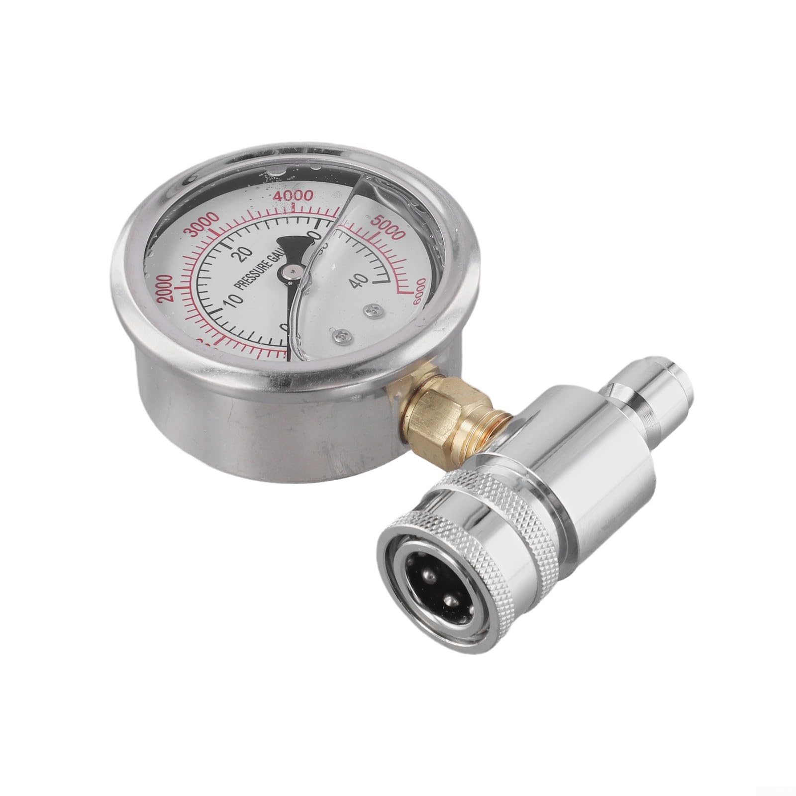 Rondella ad alta pressione Manometro 6000 PSI in acciaio inox 3/8 pollici attacco rapido accessori per lavaggio auto, dispositivo di pulizia manometro misurazione della pressione strumento di