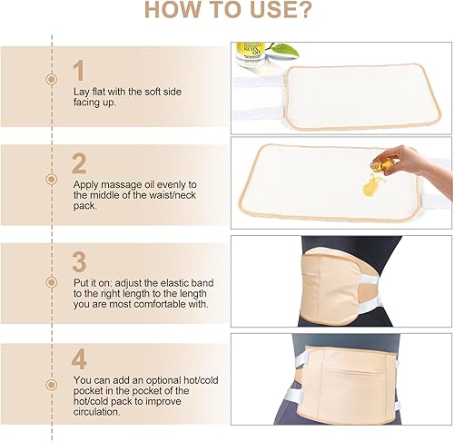 Miniatura 4 de Paquete de aceite de ricino para cintura, cuello y senos, envoltura de aceite de ricino orgánico reutilizable para desintoxicación del hígado con