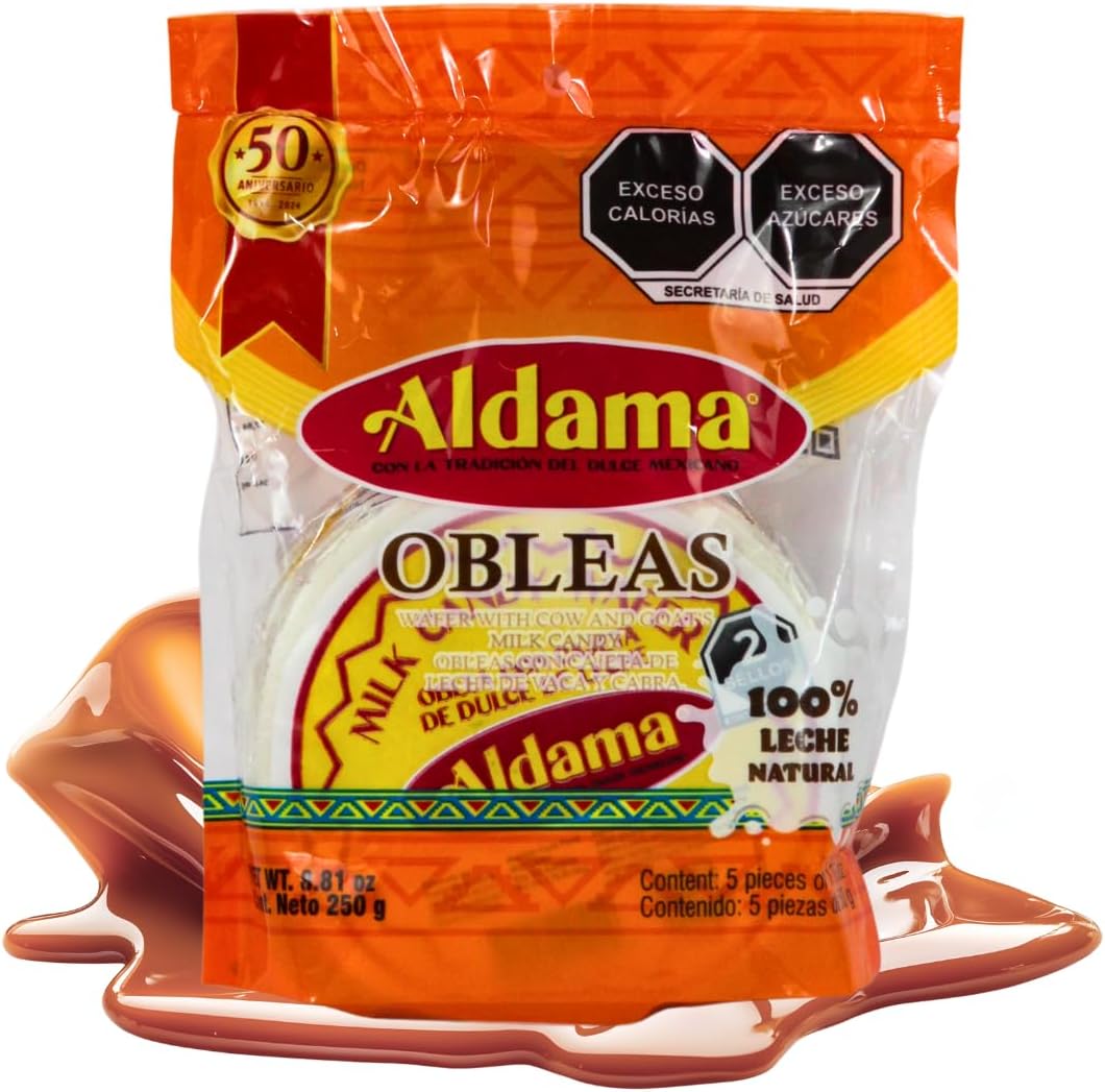 Aldama Oblea Medium Milk Candy Wafer, Soft and Chewy, Mexican Candy (5 pieces per bag)