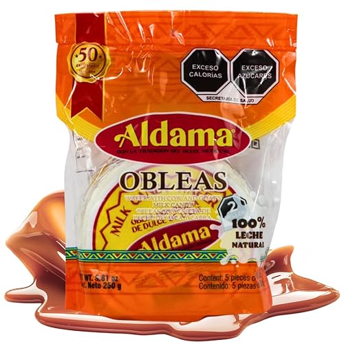 Aldama Oblea de caramelo de leche mediana Oblea, suave y masticable, caramelo mexicano (5 piezas por bolsa)