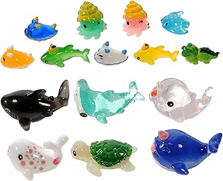 Toyvian 15 Peças Mini Modelos De Animais Mini Animais Decorações Do Oceano Animais Do Oceano Pequena Resina