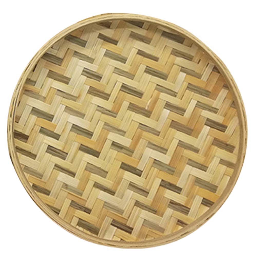 farawamu Bamboo Sieve, Handmade Round Bamboo Weaving Sieve Fruit Seed Tea Basket Storage Organizer Photo Color 22cm