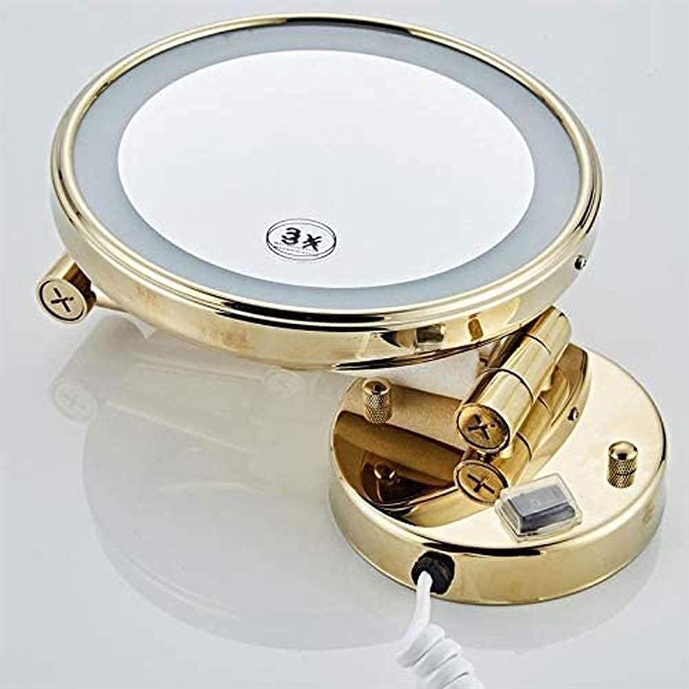 Espejo de tocador, espejo de maquillaje, espejo de tocador, espejo de maquillaje montado en la pared, espejo cosmético con aumento 3X, espejo de tocador extensible con rotación de 360 ° para baño