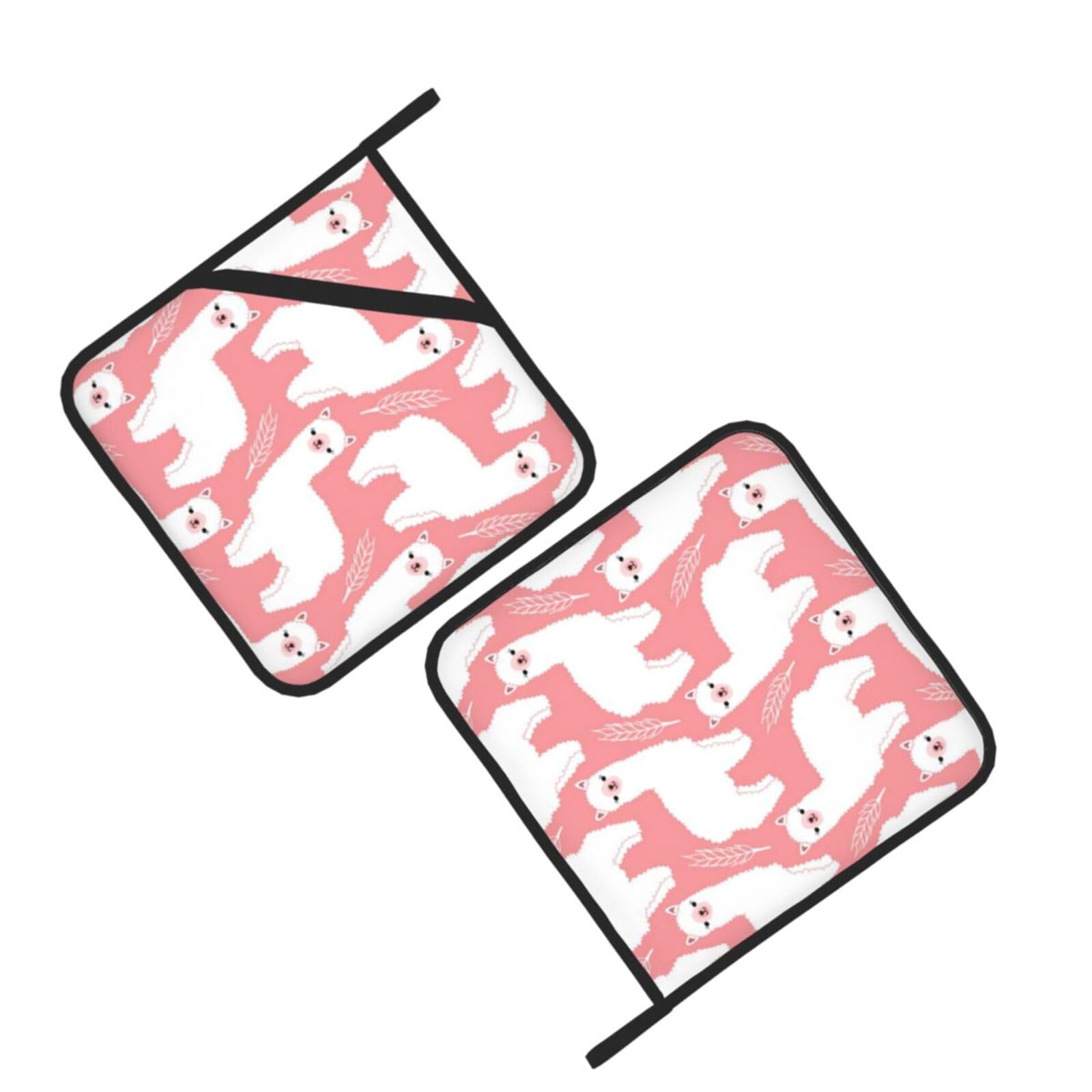 Alpaca Llama Printed Oven Pot Holders Set of 2 Pcs Heat Resistant Kitchen Microwave Potholders for Cooking Baking Grilling