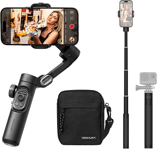 Miniatura 1 de Estabilizador cardán para Smartphone-AOCHUAN Smart XE y E10Aluminum Extension Rod & B20 Bolsa de cámara