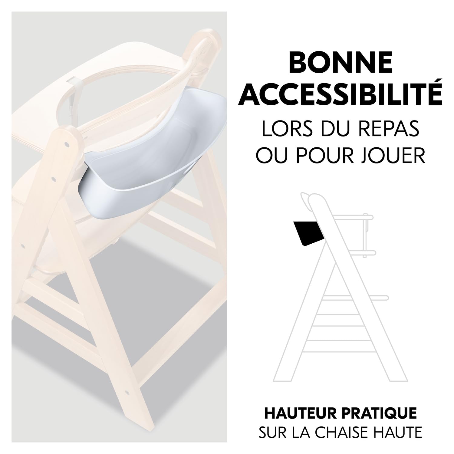 hauck Boite Rangement pour Chaise Haute Bébé Alpha+, Beta+, Arketa - Boîte avec Couvercle, Fixation Facile au Dossier, Charge jusqu'à 3 kg, Facile à Nettoyer, Blanc