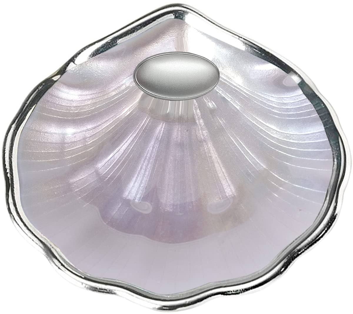 Concha de Bautizo de Cristal bañada en Plata de Ley 925‰, con aplique personalizado.