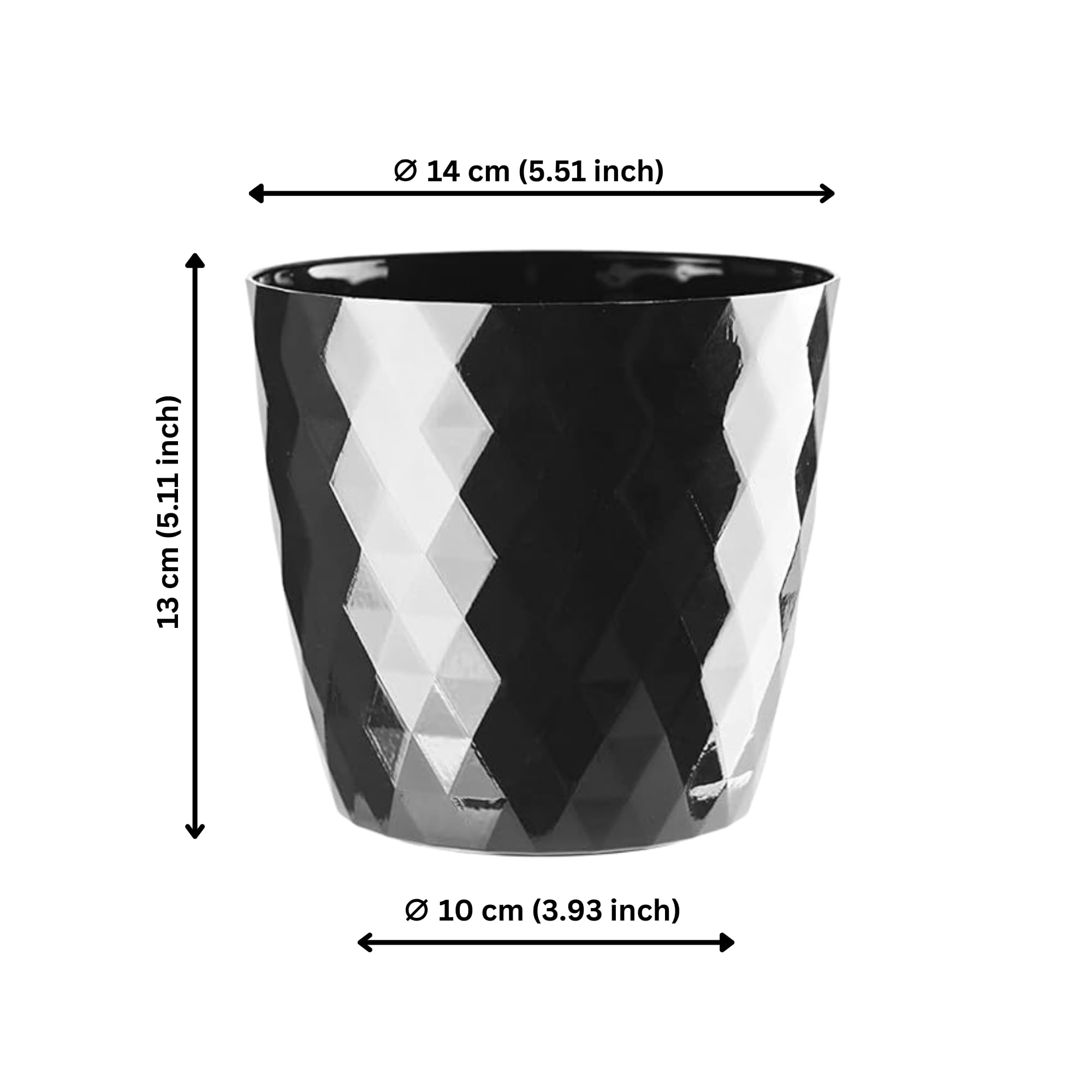 MYPURECORE Plant Pots Indoor 14cm, Stylish Decorative Plastic Flower Pot with Glossy Crystal Surface - Image 2