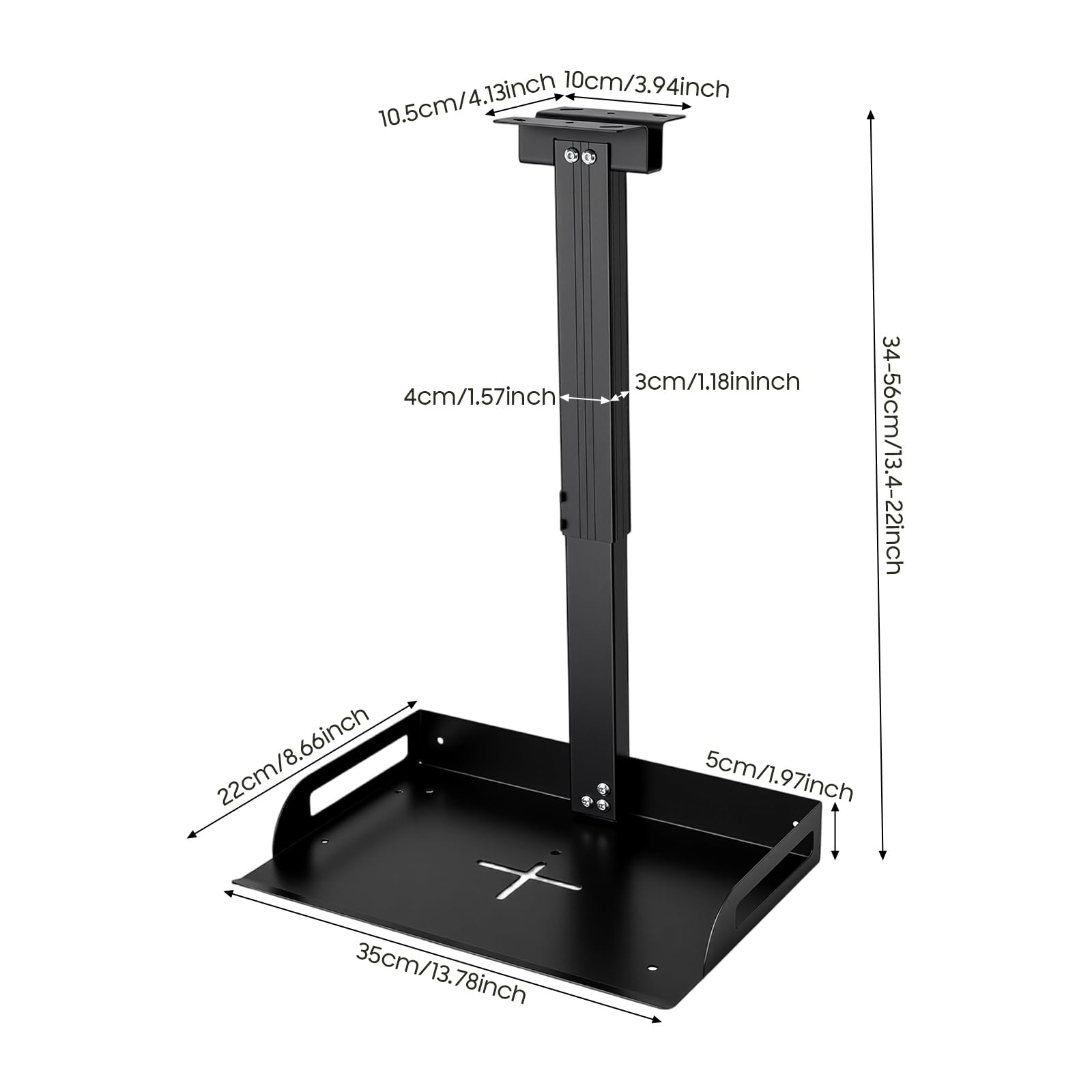 Supporto da soffitto per proiettore, altezza regolabile 34-56 cm, portata 14 kg, supporto per proiettore da soffitto con base incassata, per proiettori, router ecc
