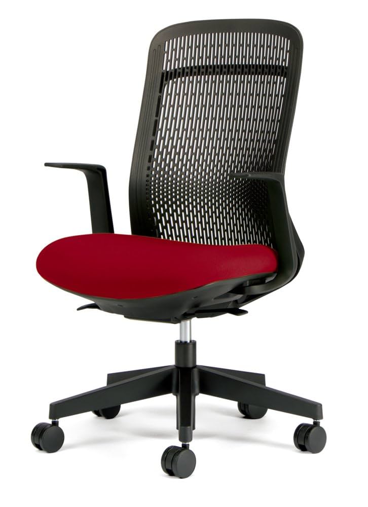 AMAZONランキング1位デザイン【レッド】オフィスチェア メッシュ+PU