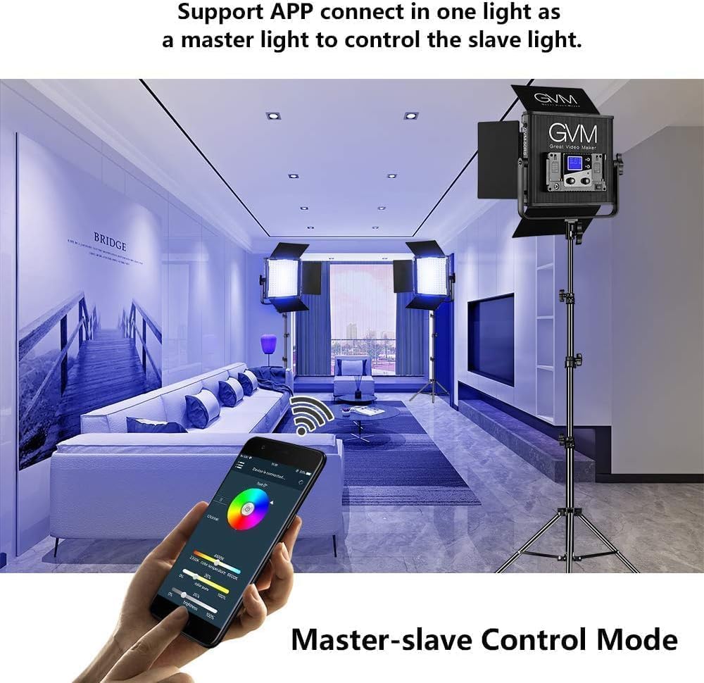 GVM 50W RGB Video Light with Softbox, 2 Packs 3200K-5600K Bi-Color Photography Video Lighting with APP Control, 8 Scene Modes, Adjustable Studio Light for YouTube, Streaming, Filming, Content Creation