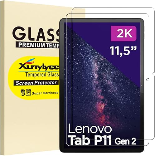 XunyLyee Paquete de 2 protectores de pantalla para Lenovo Tab P11 2 generación de 11.5 pulgadas, vidrio templado de fácil instalación para Lenovo