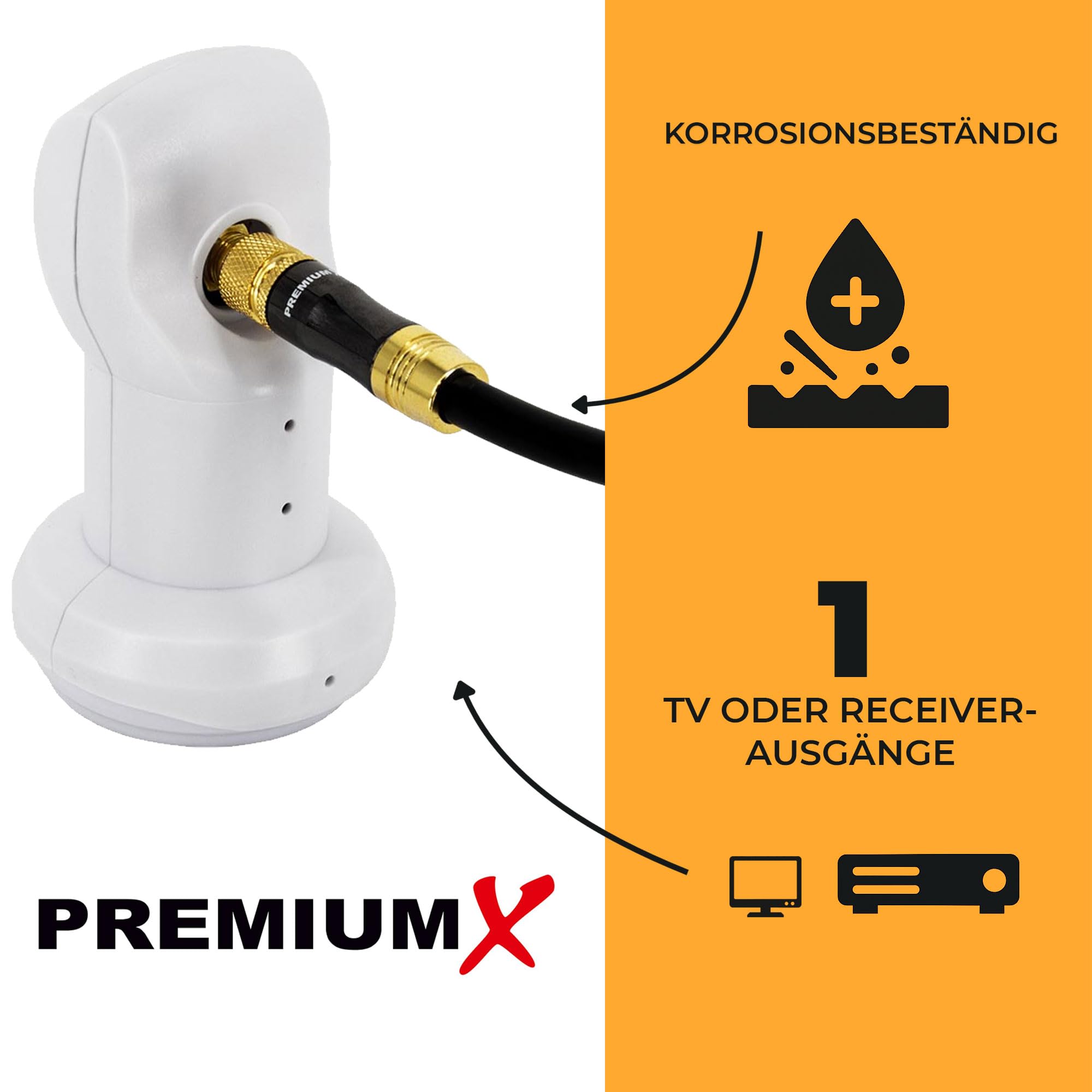 Single LNB PremiumX Universel 1 Sortie - 0.1dB, 4K 8K UHD, Protection Météo - Pour Astra Hotbird Türksat