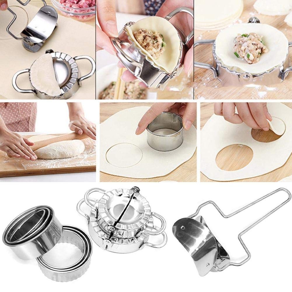 Dumplings Maker, 304 Stainless Steel Manual Dumplings Maker Set Pastry Wrapper Set Ravioli Empanadas Press Kitchen Cooking Tool