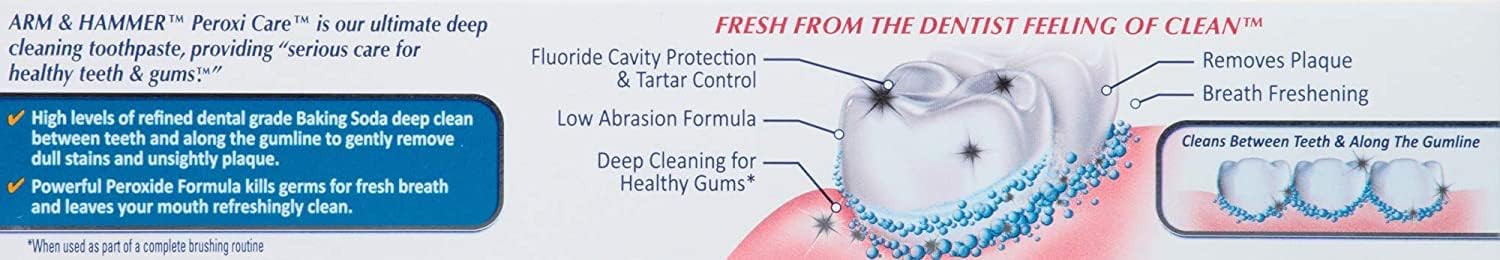 ARM & HAMMER PeroxiCare Tartar Control Toothpaste Baking Soda & Peroxide, Fresh Mint 6 oz (Pack of 2) : Health & Household