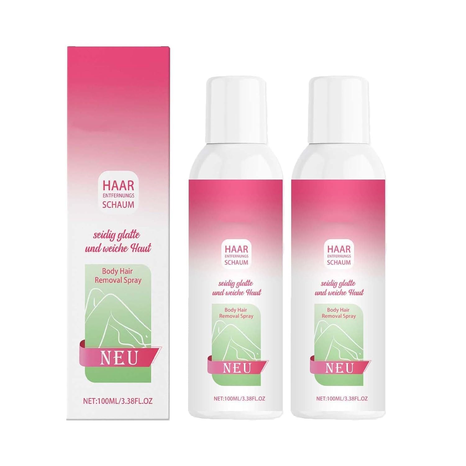 Espuma Depiladora 100ml - Eliminación Eficaz de Vello Sin Afeitar para Mujeres y Hombres, Sustituto de Crema Depilatoria, Sin Irritación en Brazos, Axilas y Piernas (2pcs)