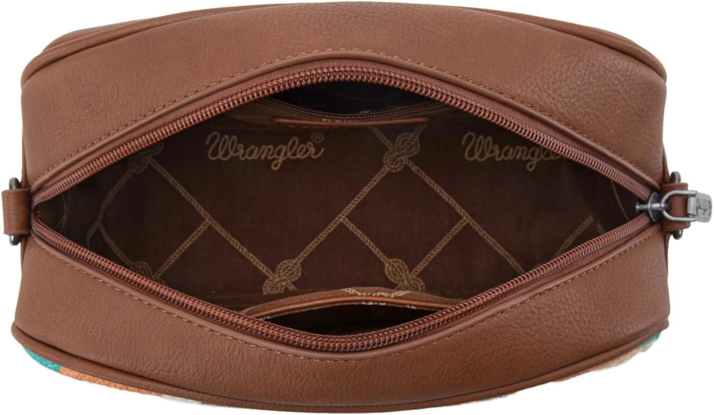 Wrangler Crossbody Bags for Women Sherpa Aztec Canvas Crossbody Purse - Image 5