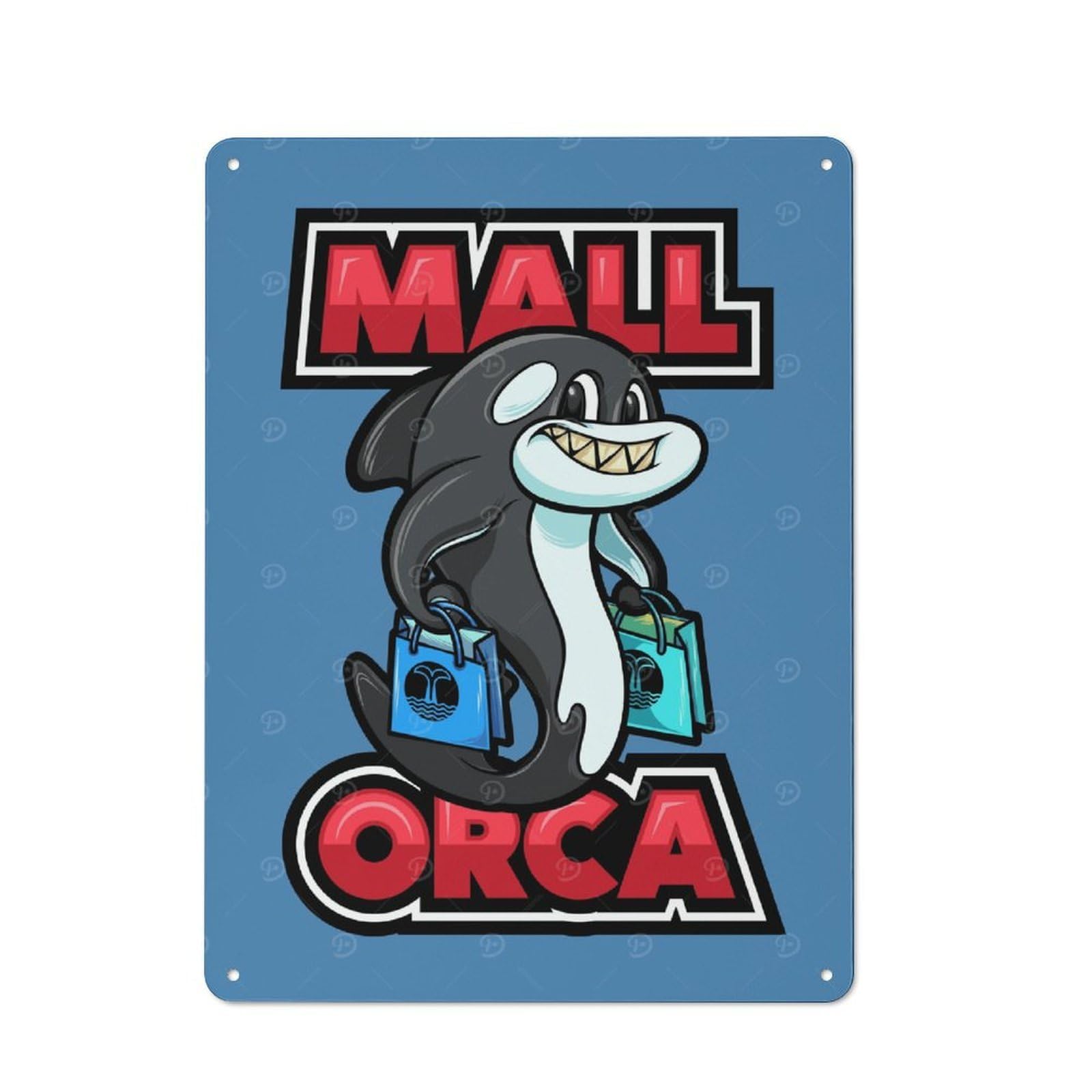 Junmoney Style-10 Orca Whale T-Shirt Design Retro Tin Wall Plaque 40X30cm For Man Cave Or Games Room, A Decorative Christmas Gift For Man Cave Decor Fans