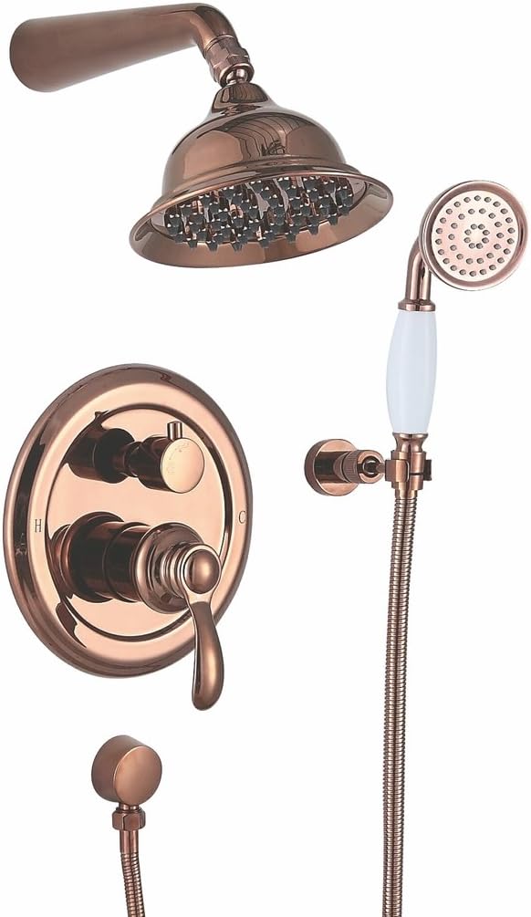 Luxury Set-Shower And Showerhead Wall Mounted In Concealed Rough Valve Faucet,Rose Gold Color
