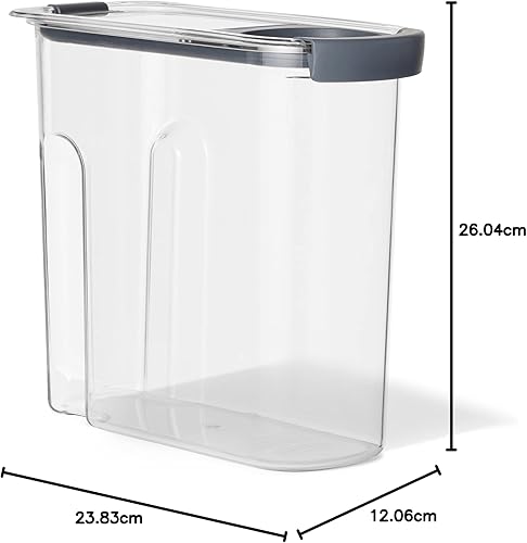 Vista 37 de Rubbermaid Brilliance - Recipiente para almacenar cereales con boquilla abatible, aptos para lavavajillas, diseño transparente con color azul, 32