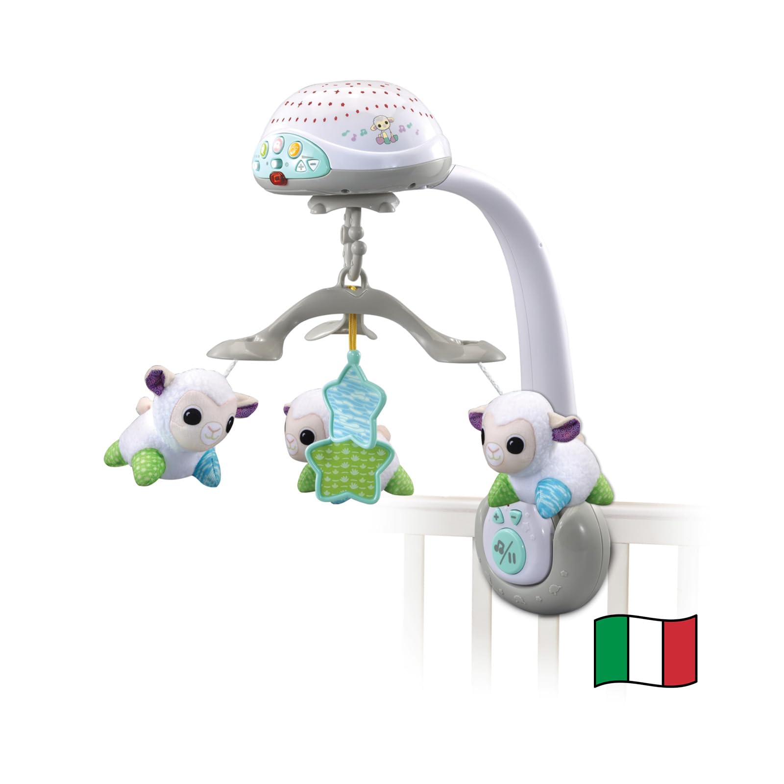 VTech Giostrina Dolci Pecorelle Musicale Luce Notturna 0-36 Mesi | 55+ Melodie e Canzoni, Proiettore Girevole, Telecomando, Suoni Natura, Lingua Italiana